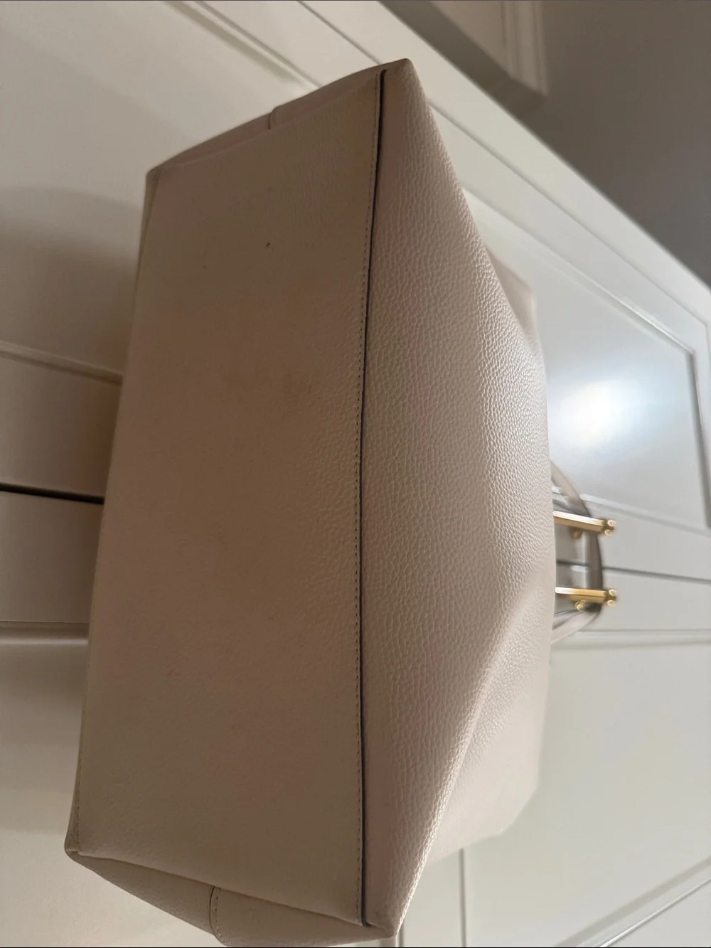 COACH Pebbled Leather Tote in off white with Gold Hardware